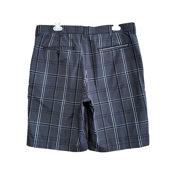 PGA Tour Golf Shorts Men's 34 Gray Plaid Polyester Shorts - Picture 2 of 4